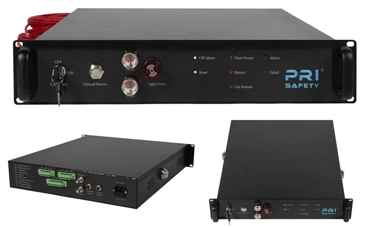 Sistem za gašenje požara v predalu za montažo v stojalo